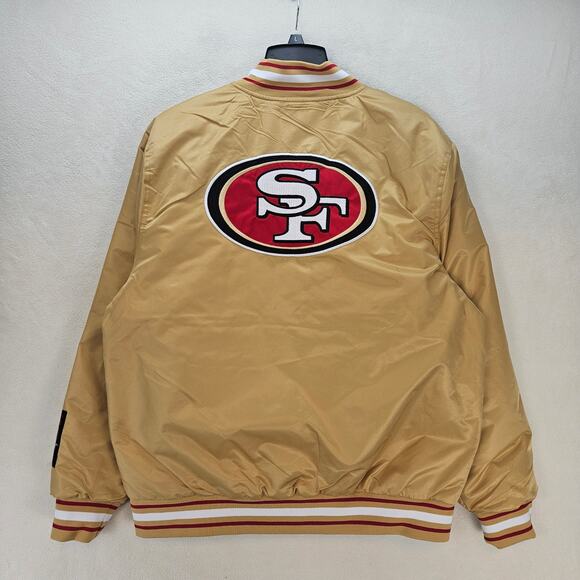 ULTRA GAME MEN'S LARGE SAN FRANCISCO 49ERS VARSITY SATIN BOMBER JACKET NWT - Picture 4 of 4